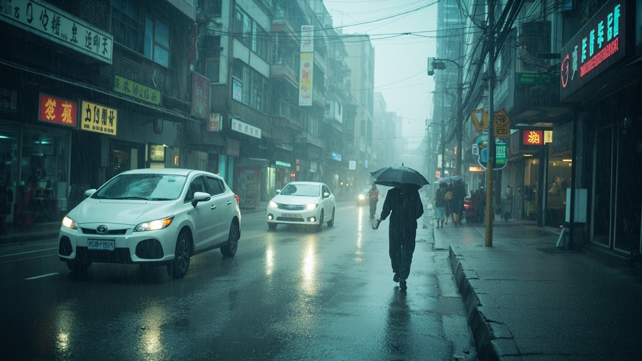 台风雨导致的内涝场景